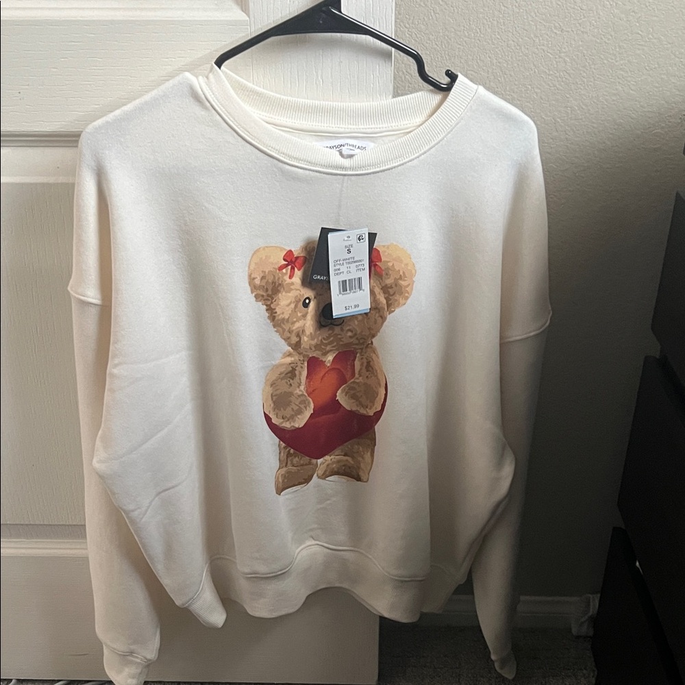 Grayson Threads Cream Sweater with Teddy Bear Graphic